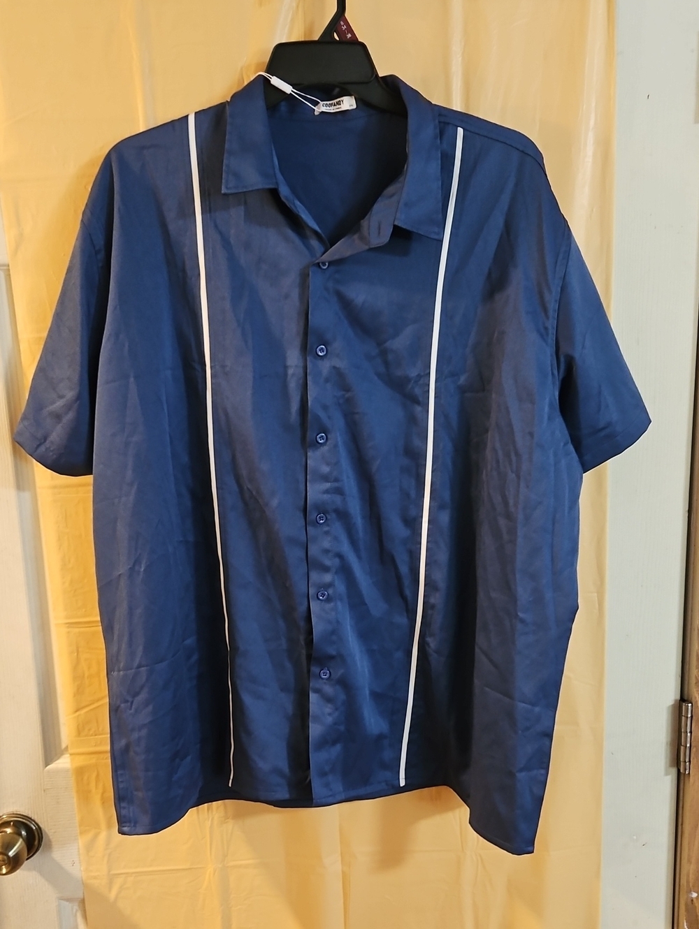 COOFANDY MENS BUTTON DOWN BOWLING SHIRT: BLUE: NEW WITH TAGS: SIZE 3X